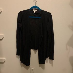 Loft medium black open sweater cardigan with detail